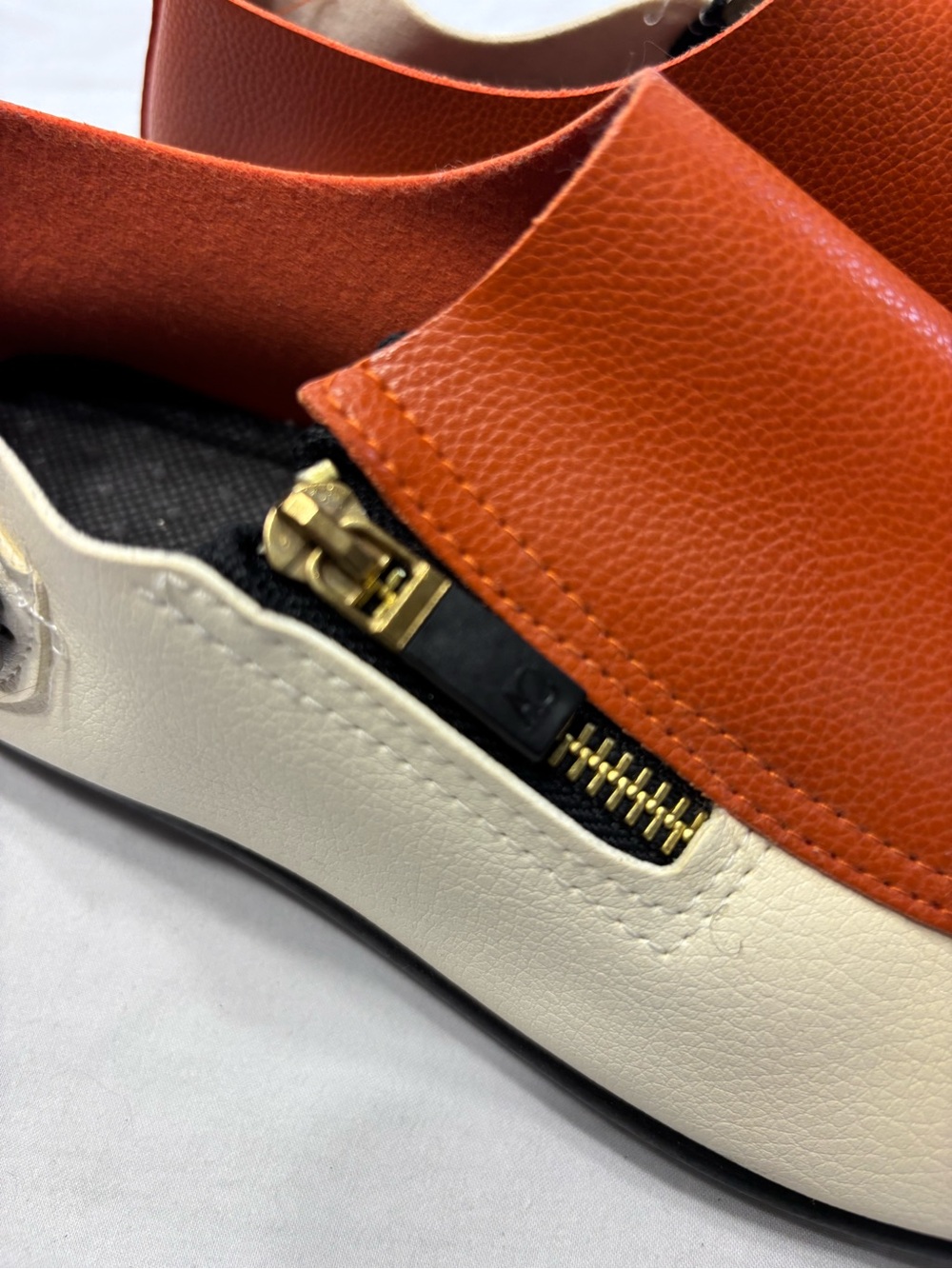 Men's Two-Tone Tan and Cream Slip-On Loafers with Zip Accent. Italian Inspired, - Picture 5 of 8